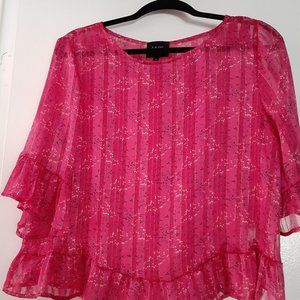 FINAL SALE! 🤪W5 Pink Sheer Floral Ruffle Blouse